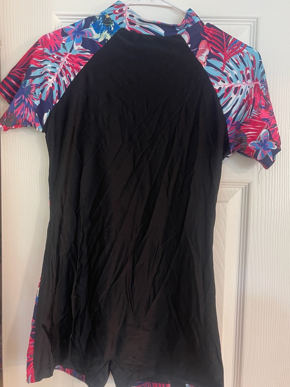 Floral ,black &Pink bathing suit